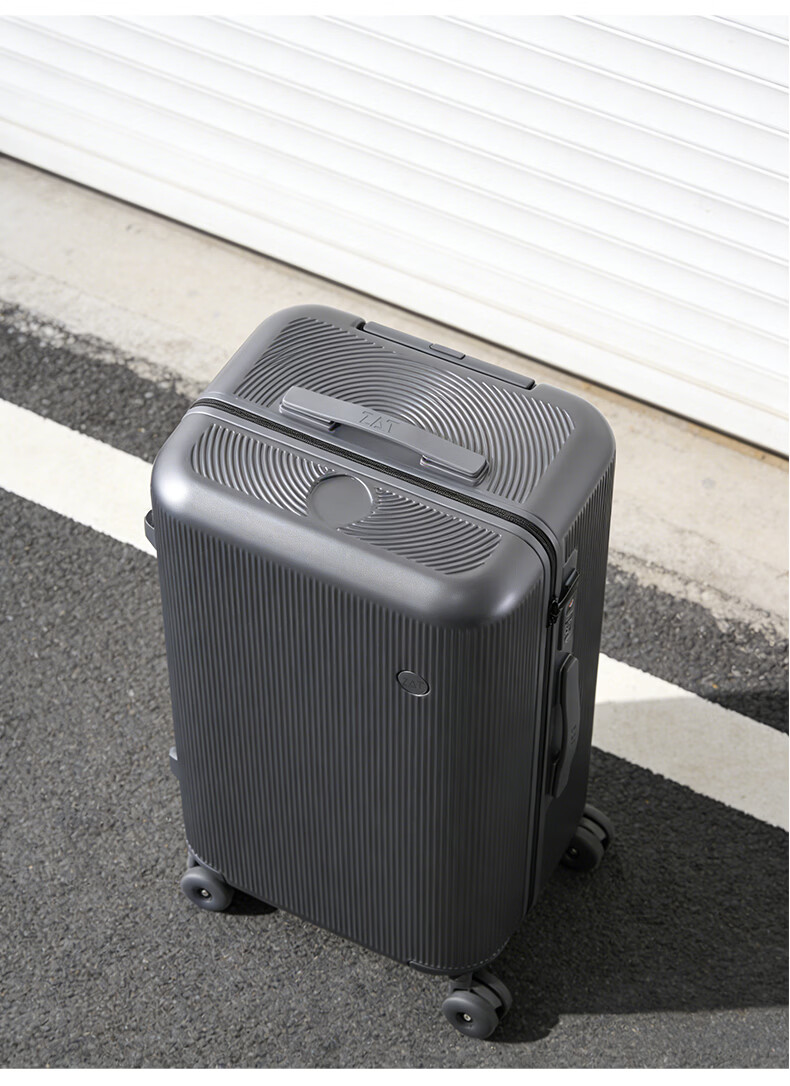 ZAT Innovative Plastic Frame Luggage Zipper Trolley Large Capacity Travel Suitcase Sit-able Password Lock Soft Matte White 24 Inch 7
