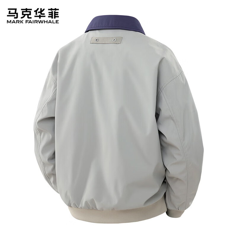 MARK FAIRWHALE Men's Spring Autumn American Style Flight Workwear Jacket Loose Casual Men's Coat Silver Gray Green M