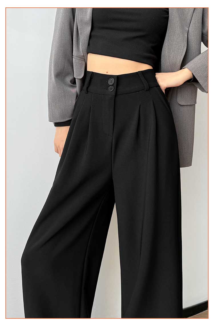 Modal Women's Suit Pants Spring Summer 2026 New Slim High Waist Draped Floor-Length Wide Leg Loose Straight Casual Trousers 12