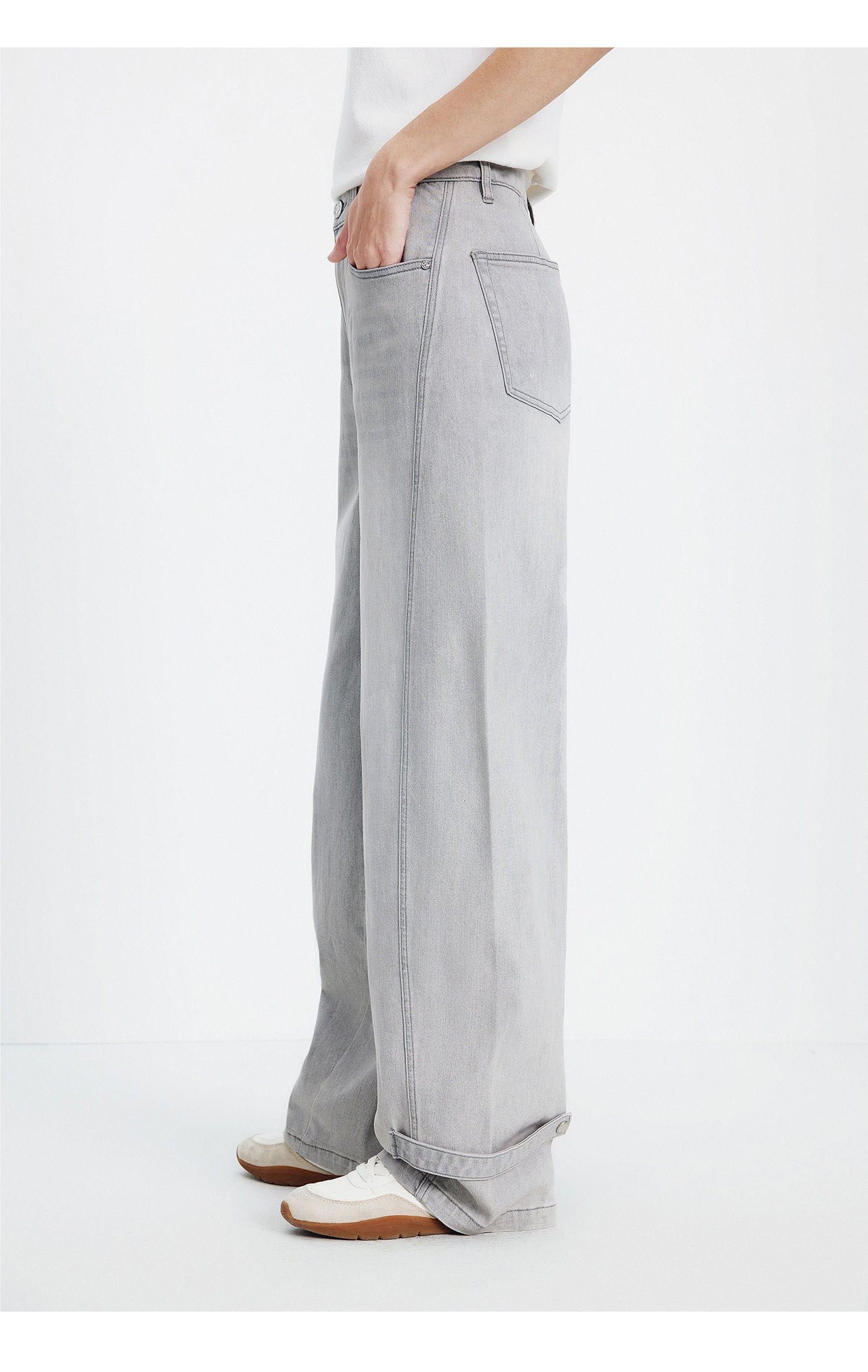 Navigare Italy Small Sailboat 26th Spring Summer New Skin-friendly Wide-leg Denim Workwear Cargo Pants 2312576503 16