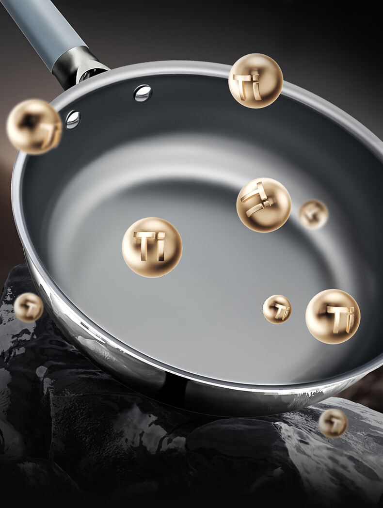 Sanhe 0-Coating Frying Pan Non-Stick 304 Titanium Stainless Steel Induction Cooker Compatible 4