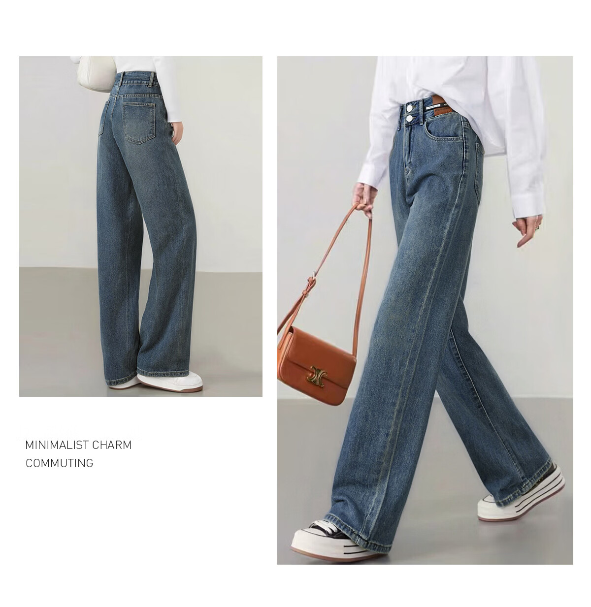 She Enjoy Women's High-Waist Slim Wide-Leg Fashion Draped Straight-Leg Pants T51N079 11