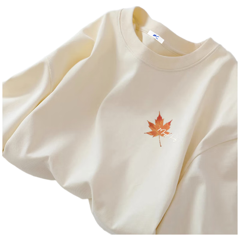 Warrior Men's Long Sleeve Sports Retro Cotton T-Shirt Heavyweight Loose Fit Light Beige 3XL