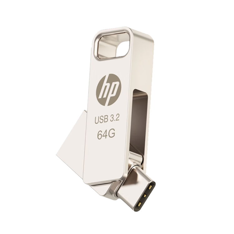 HP 128GB Type-C USB 3.2 Gen1 Flash Drive with Apple Lightning Adapter Dual Interface Metal USB Drive for Phone and Computer x206c