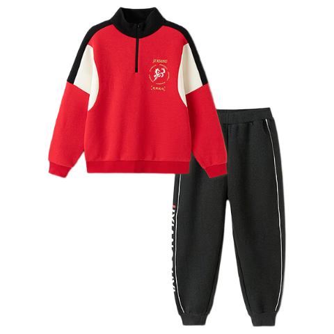 BALABALA Kids Boys' 2025 New Spring Autumn Baseball Jacket Red New Year Outfit Trendy Activewear