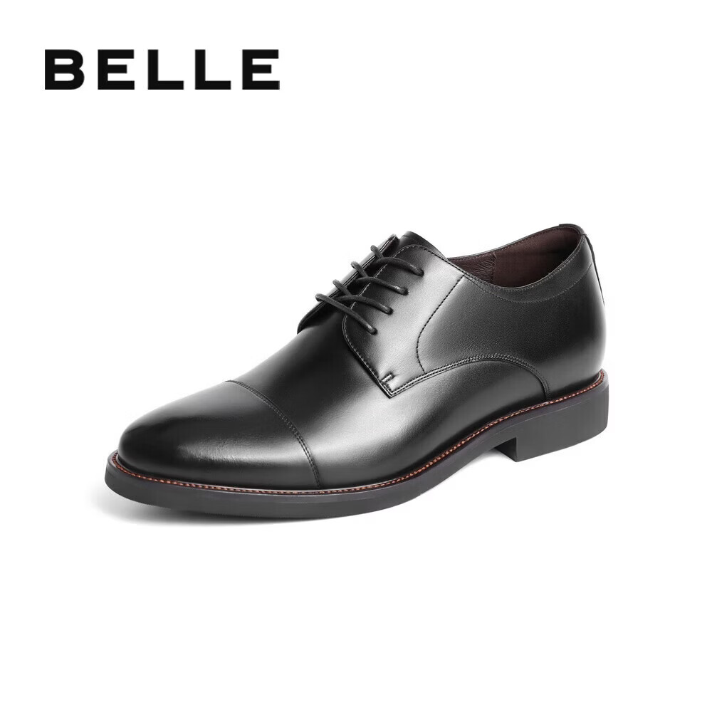 Belle Men's Commuter Formal Shoes Leather Elevator British Business Dress Shoes B3229DM5 Black Elevator Height 42