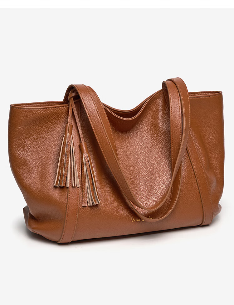 Pierre Cardin Women's Bag 2026 New First Layer Cowhide Large Capacity Commuter Tote Bag Women's Day Gift Black Gift Box Set 21