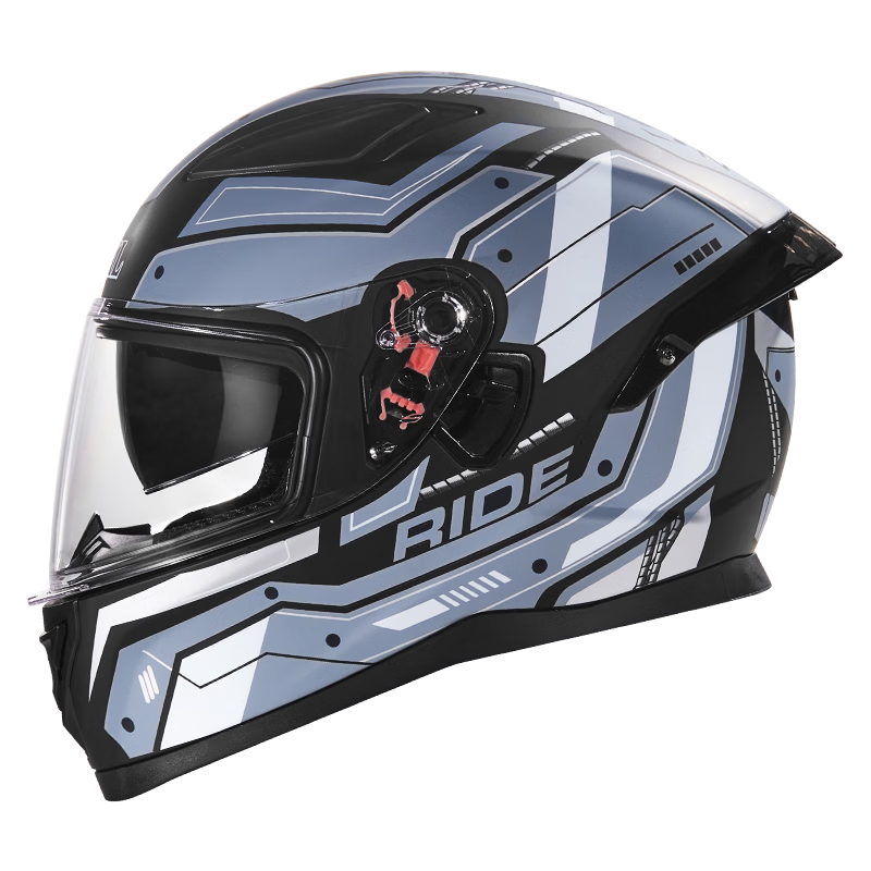 SAKL Motorcycle Helmet DOT Certified 3C Standard Unisex Four-Season Winter Riding Safety Scooter Anti-Fog Dual Lens Full Face Matte Black Mecha Pattern XXL
