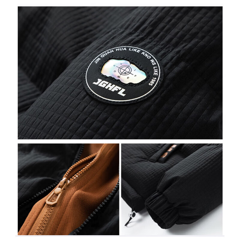 NASA MARVEL Men's Cotton Padded Jacket Autumn Winter Thickened Warm Long Sleeve Black L