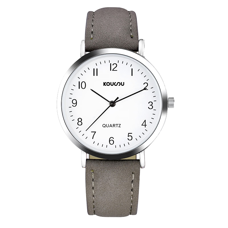 Kousu Exam Watch for Children and Students, Elementary to High School, Civil Servant Electronic Analog Quartz Watch, Large Gray