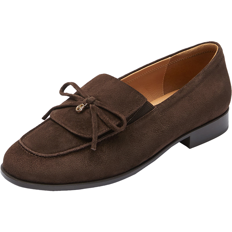 Le Saunda 2026 Spring New Laifu Family Commuter Retro Genuine Leather Loafers for Women 24701 Chestnut Brown BRS 39