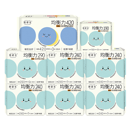 Sheyan Authority Media Approved Balanced Power Sanitary Napkin Set Day and Night Combo 8 Packs 55 Pieces Menstrual Pads Self-operated