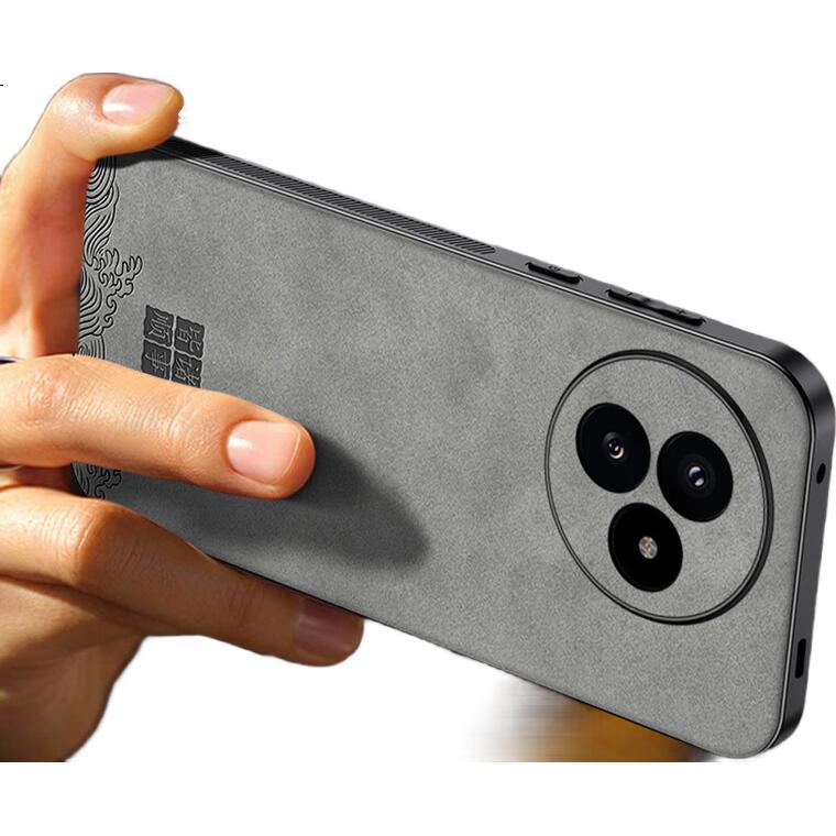 Чехол для телефона SHIYONG для Xiaomi Redmi K80 Pro, защита от падения, ультратонкий, противоударный, роскошный, из кожи ягненка, простой китайский стиль, унисекс, серый