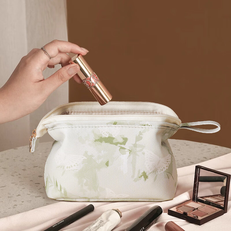 LOHO Travel Makeup Bag Portable Small Mini Cosmetic Toiletry Skincare Organizer for Women Compact On-the-Go Storage Pouch
