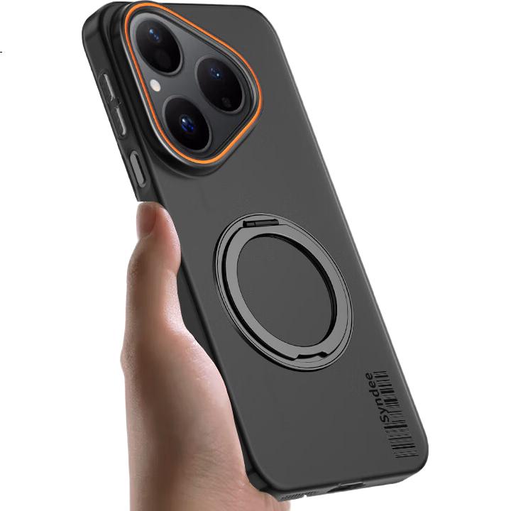 Чехол для Huawei Pura 80 Baozou с магнитной вращающейся подставкой, противоударный, защитный, из поликарбоната, с мягким матовым покрытием, светло-серый