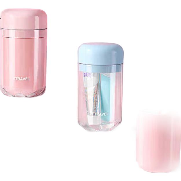 Etravel Portable Toothbrush Toothpaste Rinse Cup 3-in-1 Set Couples Travel Double Cup Set White