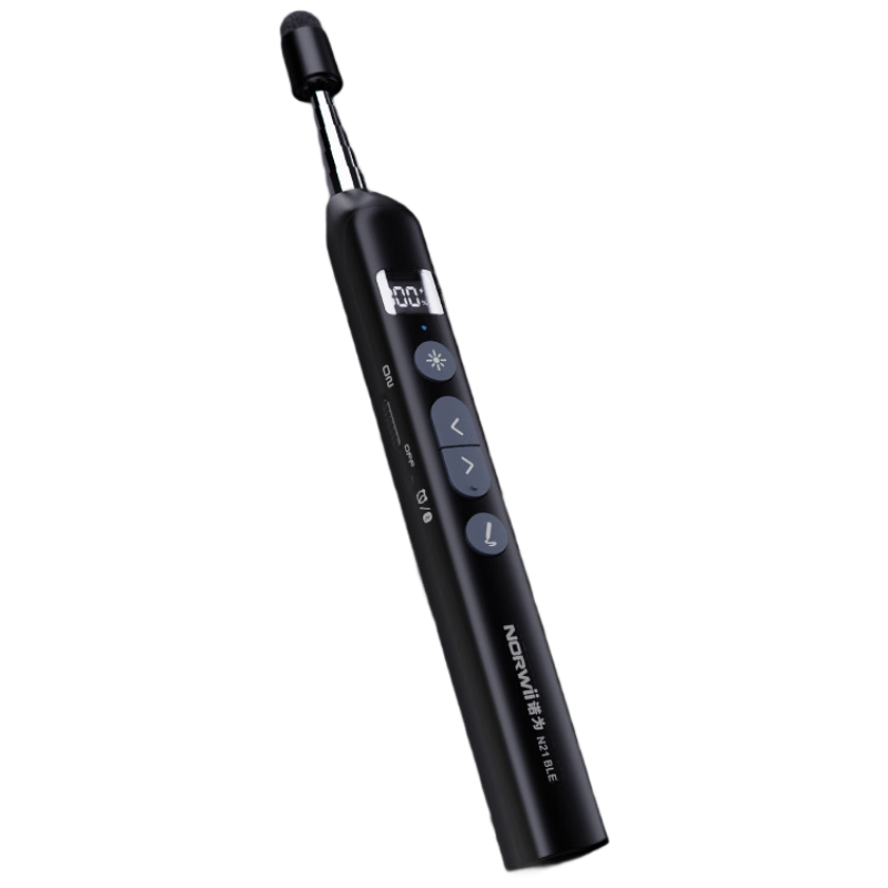 Nuowei Telescopic Teaching Pointer Bluetooth Remote Wireless Presentation Clicker with Countdown Compatible with Seewo Software Red Light N21 BLE Black