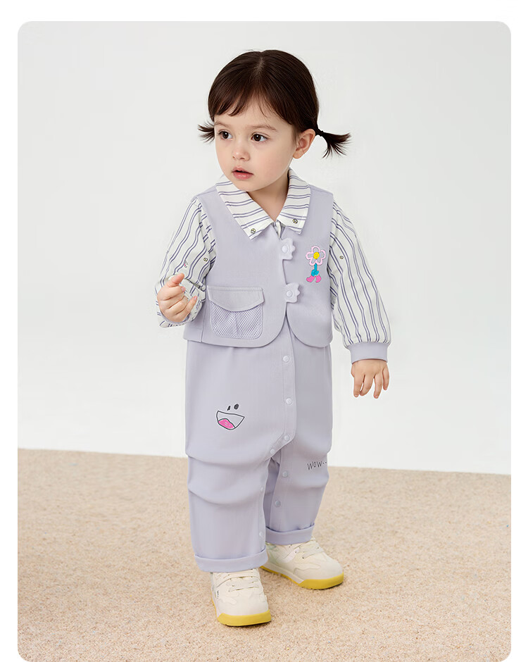 Balabala [balaOne] Kids Baby Outfit 2026 Spring Newborn Knitted Romper 9