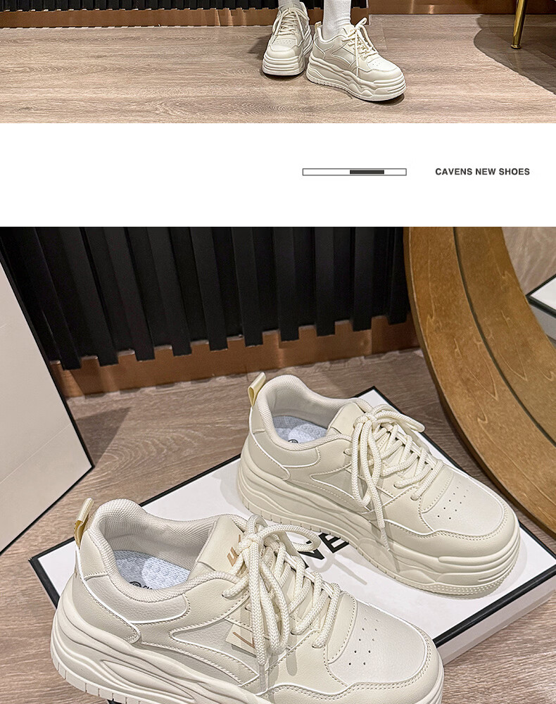 Warrior Women's Shoes 2026 Summer New Thick Sole Height Increasing Fashion Casual Sneakers Deep Beige Size 40 15