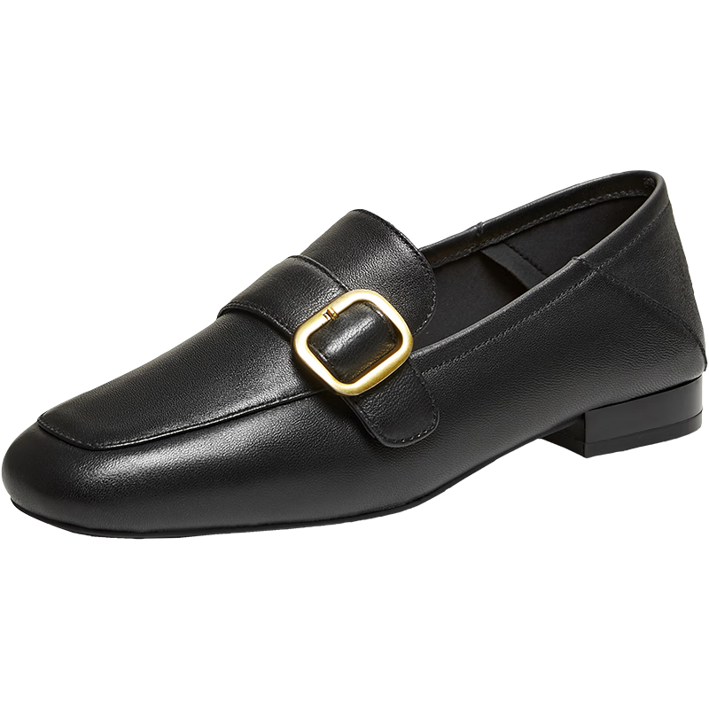 BASTO 26 Spring British Soft Lambskin Loafers Women's Leather Shoes W6303AA6 Black Size 37