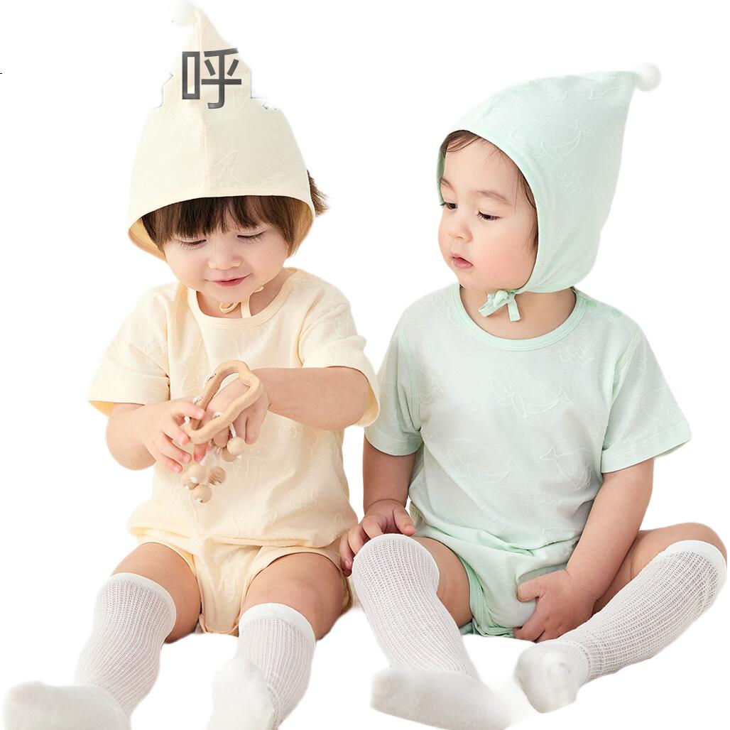 Wismorni Baby Short Sleeve Bodysuit Summer Thin Baby Romper One-piece Triangle Jumpsuit Summer Wear