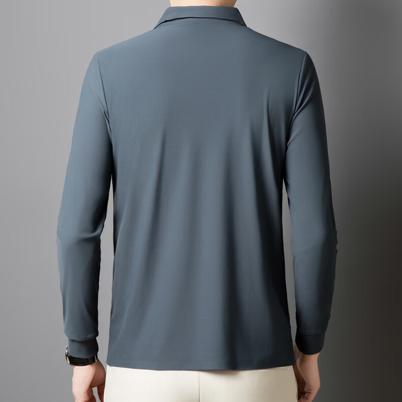Hodo Men's Long Sleeve T-Shirt Summer Ice Silk Polo Shirt Wrinkle-Resistant Breathable Casual Top White M 10