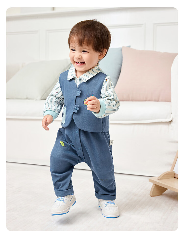 Balabala [balaOne] Kids Baby Outfit 2026 Spring Newborn Knitted Romper 10