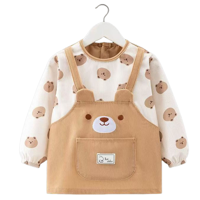 9i9 Baby Eating Bib Apron Long Sleeve Toddler Art Smock Waterproof Reversible Kids Splash-Proof Shirt A410