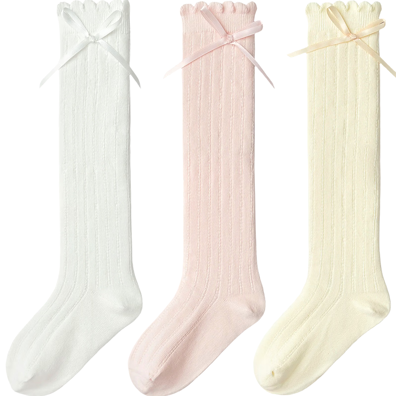 Balabala [balaOne] Children's Cotton Socks Spring and Autumn Girls Sweet Mid-Calf Soft Socks 3-Pack