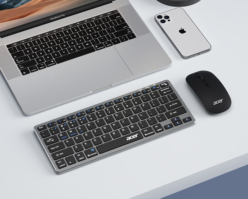 Acer Wireless Bluetooth Dual-Mode Keyboard OKW215/OKW281 Slim Ergonomic Office Home Business Computer Laptop Mobile Tablet Universal Gray White 14