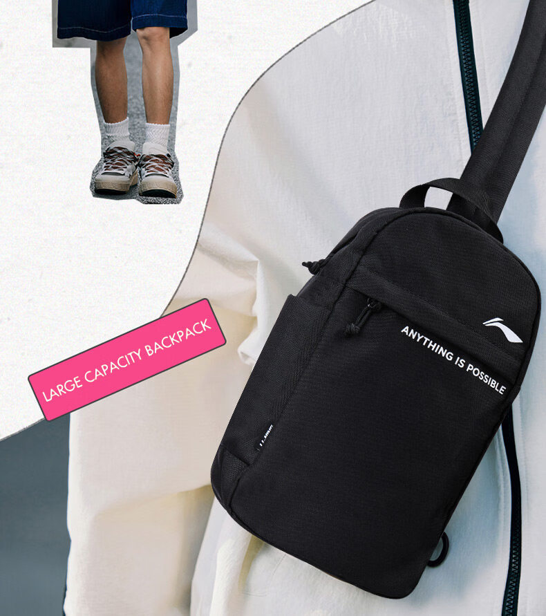 LI-NING Crossbody Chest Bag Men's Running Shoulder Bag Women's Travel Large Capacity Casual Portable Small Bag Gift for Men 13