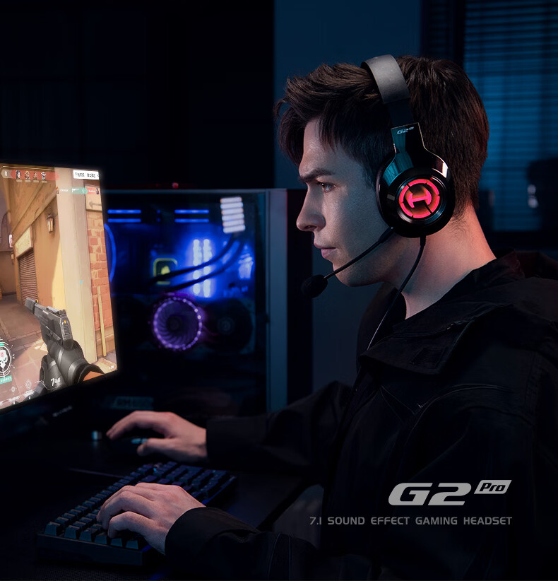 EDIFIER HECATE G2 Pro USB7.1 Channel Abyss Light Gaming Headset, E-Sports Headphones, Over-Ear Wired Computer Microphone, FPS PUBG Delta Headphones, Misty Pink 27