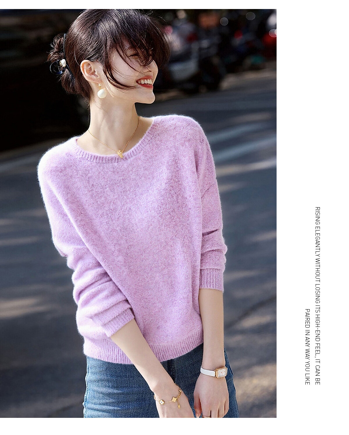She Enjoy Women's Knitted Sweater Lazy Style Round Neck Fashion Versatile Soft Pullover T53Z071 3