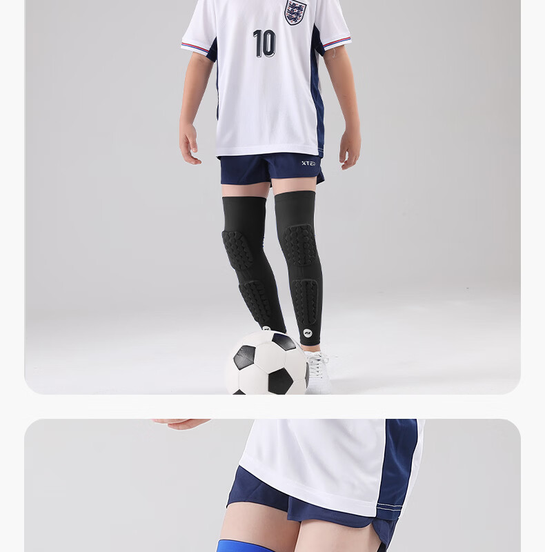FYOUGA Kids Knee and Shin Guards Football Shin Pads Basketball Protective Sports Gear Black M Pair 6