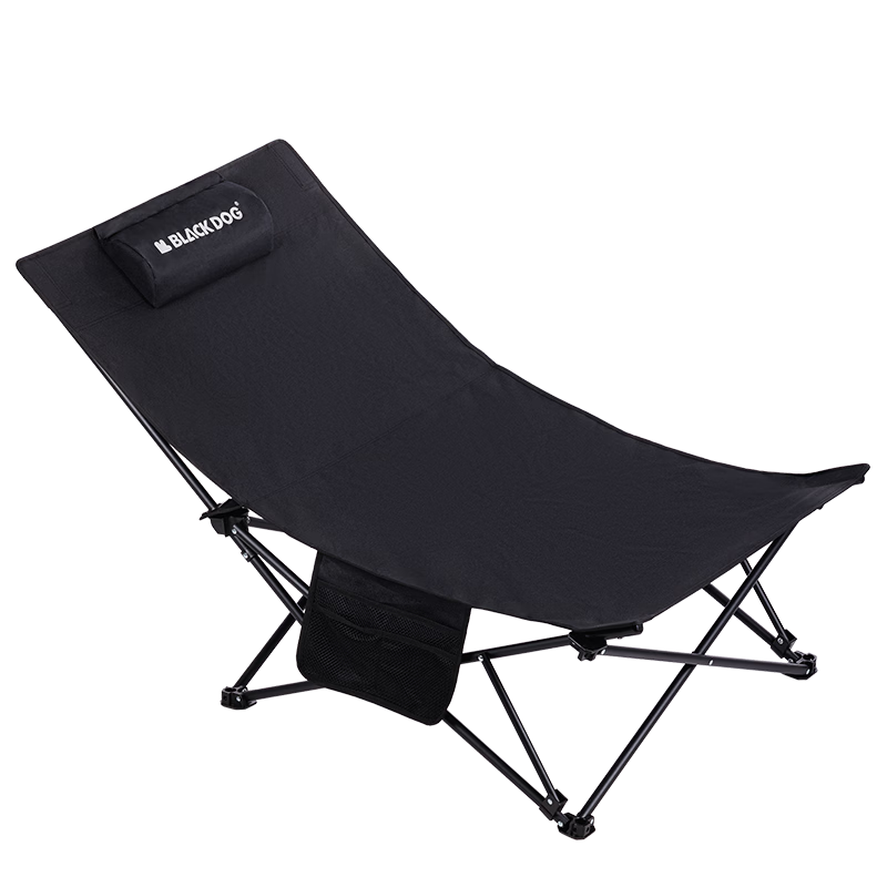 Black Dog Outdoor Camping Folding Bed Adjustable Recliner Dual-Use Lazy Chair Leisure Travel Chair