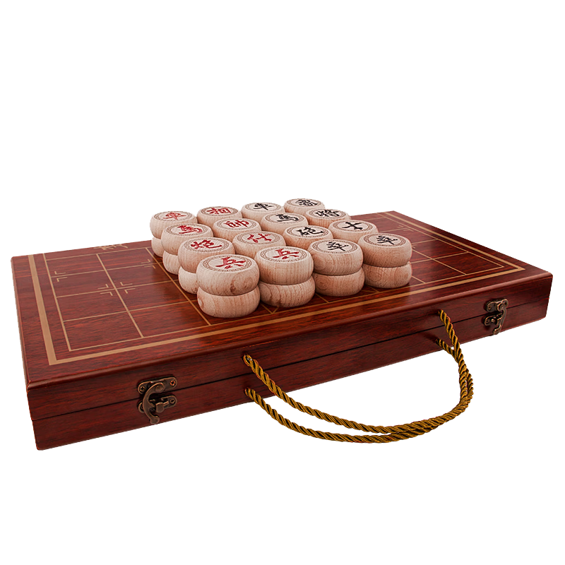 Huasheng Chinese Chess Set Solid Beech Wood Series No.50 Folding Chess High-End Gift Box Camping Chessboard