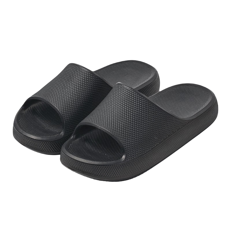 MINISO Women's Indoor Home Bathroom Non-Slip Odorless Slippers Soft Sole Men's Classic Black Size 40-41