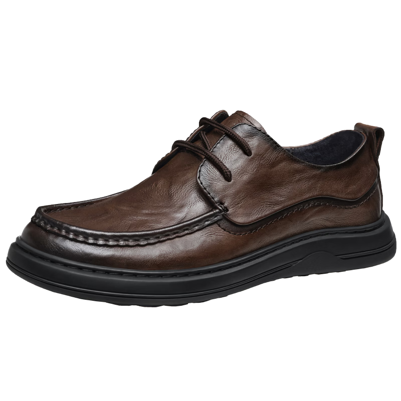 CAMEL Leather Lace-Up Business Derby Shoes for Men P16S155008 Brown Size 41 Father's Day