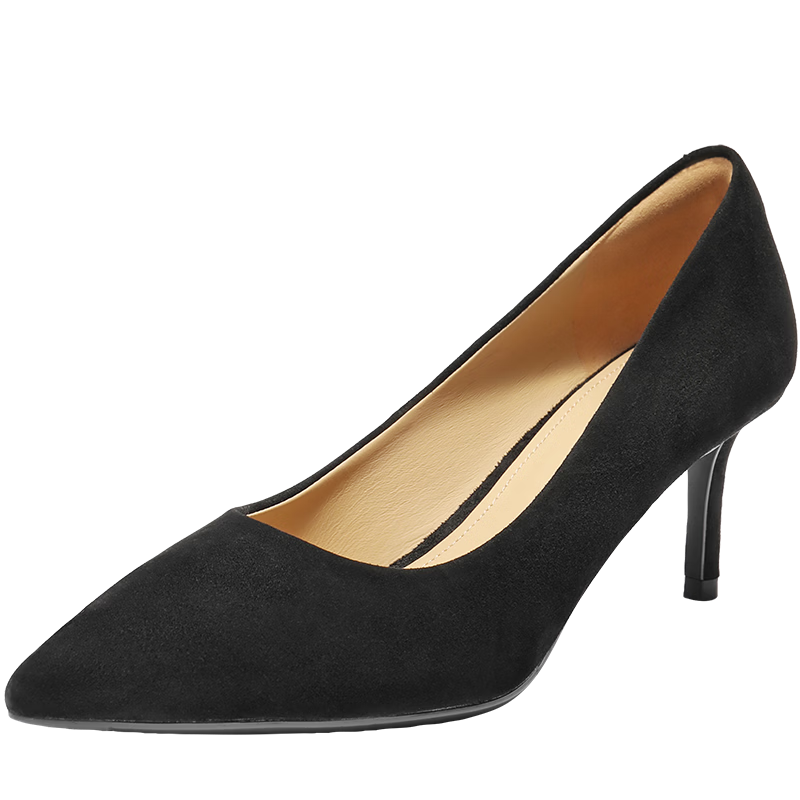 Belle Women's Commuting High Heels 2026 New Elegant Genuine Leather Office Shoes JD013AQ6 Black Lambskin 36
