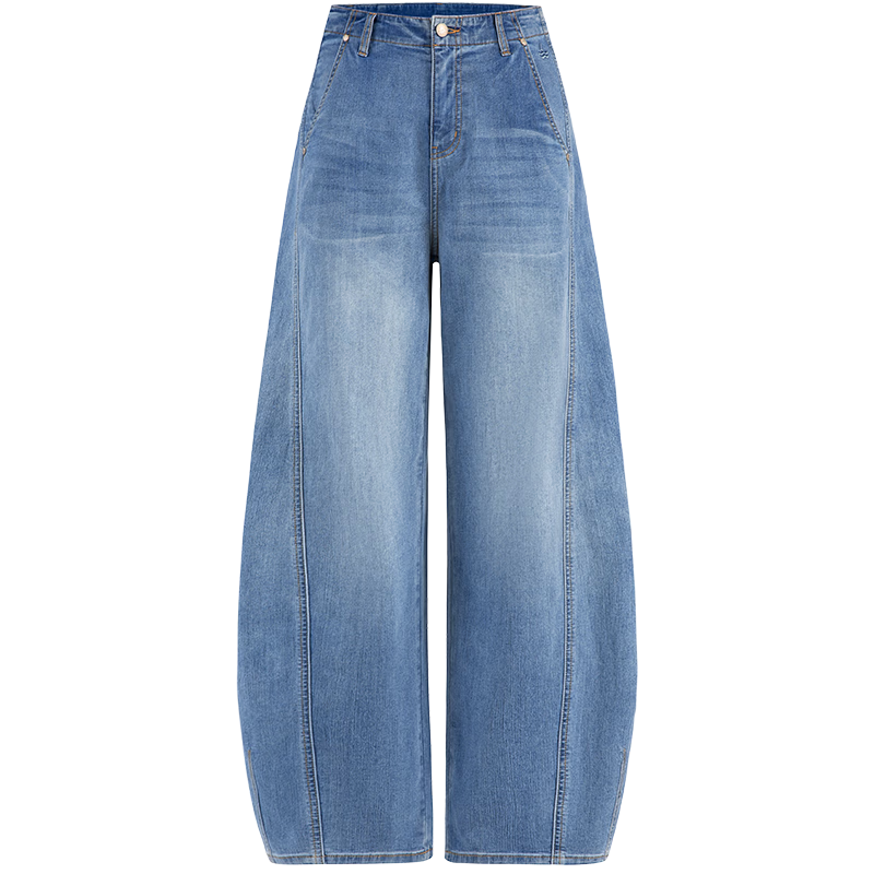 Navigare Small Sailboat Loose Fit Banana Pants 2026 Spring Summer New Washed Denim Women's Wide Leg Trousers 2312576502