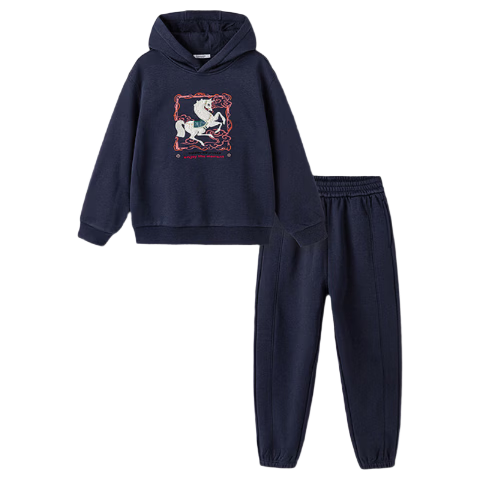 Balabala Kids Clothing Children's Set Boys and Girls Two-Piece New Year 2025 New Spring and Autumn Fleece Lined Clothes and Pants Toddler Outfit