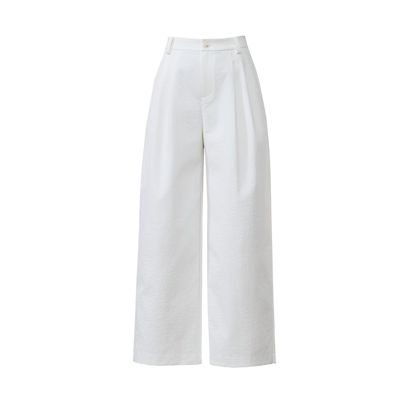 ESE-Y Wrinkle-Resistant Titanium Cotton Cropped Straight Wide-Leg Pants for Women 2026 Spring New Draped Casual Pants Light Gray 30