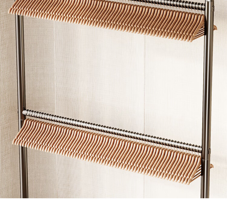Hakkai Bird Double-Layer Floor Clothes Rack Indoor Hat and Coat Rack Garment Store Hanging Rack Mobile Bedroom Double Rod 6