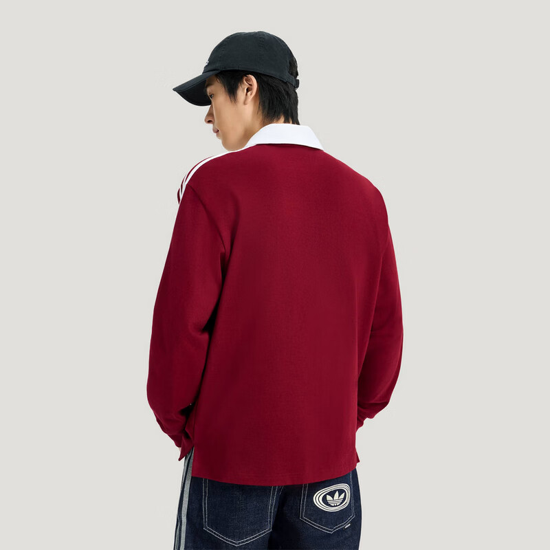 Adidas Originals Men's 3S PL Long Sleeve Polo KG3905 Red XL 2