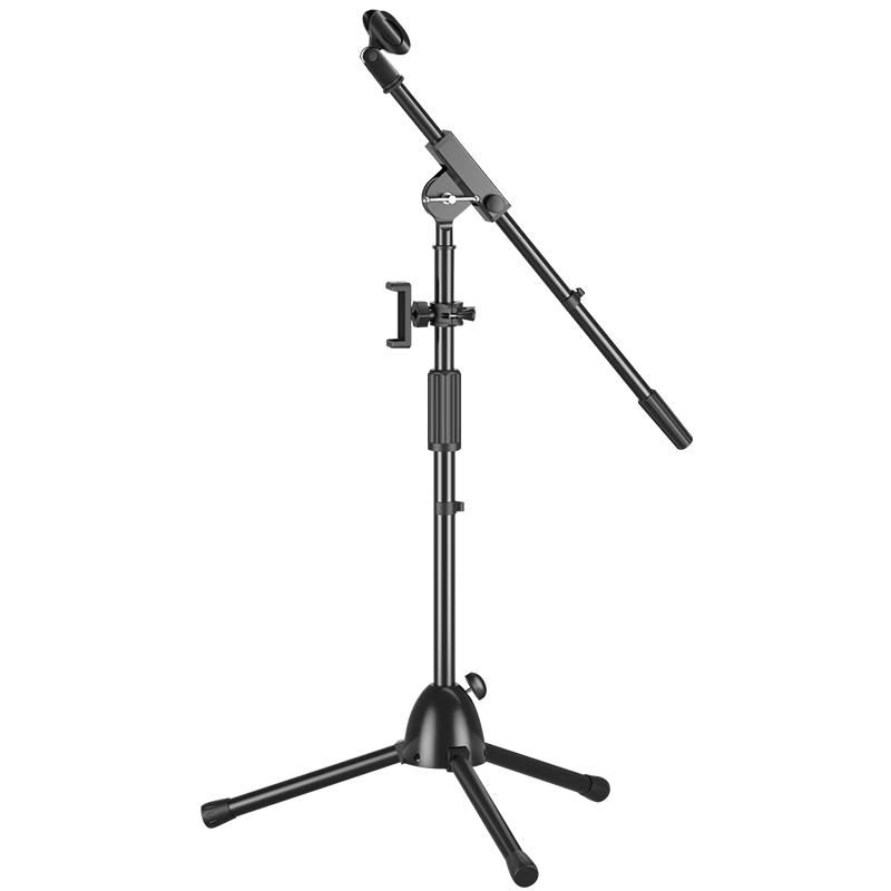 SE SOBAST SE-125 Microphone Stand Floor Live Steel Tube Telescopic Tripod Recording Stage Stand Single Pole with U-Clamp + Butterfly Clamp + Straight Clamp