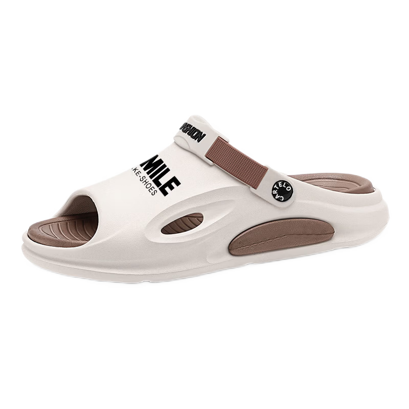 CARTELO Men's Summer Breathable Sandals Comfortable Dual-Purpose Beach Slippers White Black Size 42-43