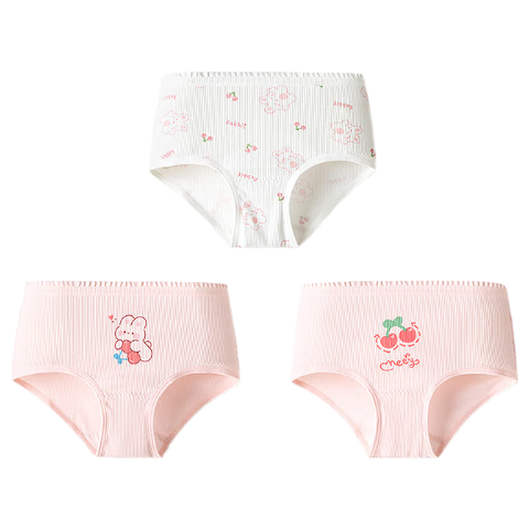 Balabala BalaOne Girls' Cotton Triangle Underwear Shorts, Large Kids, No Pinch, 3-Pack, Antibacterial Crotch 209925170035