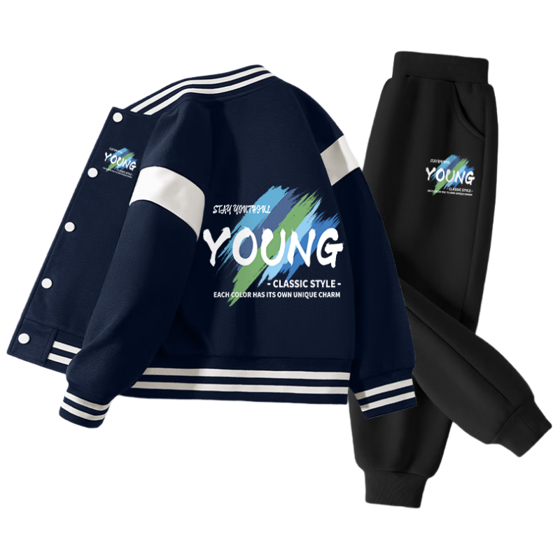 Baleno Boys' Spring Autumn 2026 New Stylish Colorblock Baseball Jacket and Sports Pants Set for Older Kids