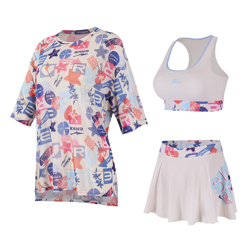 ERKE Women's Three-Piece Loose Plus Size Swimsuit Set Beach Vacation Swimwear Slimming Bathing Suit Hot Spring Wear