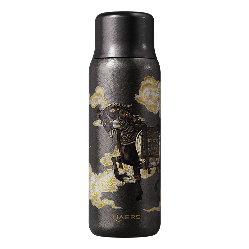 HAERS Year of the Horse Limited Edition Pure Titanium Insulated Tea Separation Tea Cup Gift High-End Gift Box Night Black 500ml